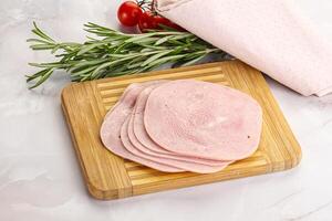 Sliced pork ham for sandwiches photo