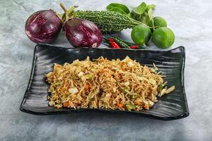 Stir fried rice with vegetables photo