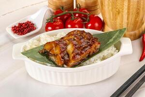 Grilled eel with steamed rice photo