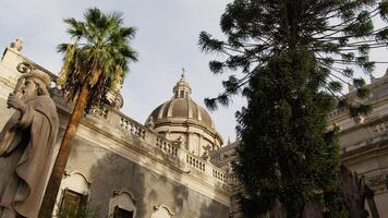 Igreja cúpula dentro Catania cercado de árvores video