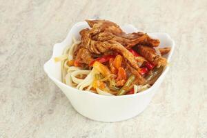 Chinese wok with chicken and teriyaki photo