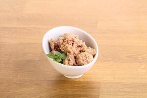 Canned tuna fish with oil photo