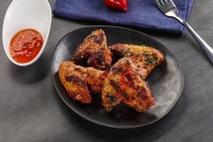 Buffalo grilled chicken wings barbecue photo