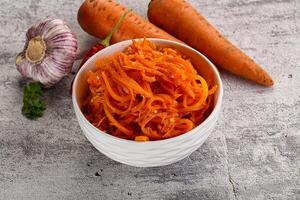 Korean carrot salad in the bowl photo