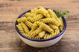 Italian pasta Fusilli with pesto photo