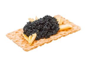 Toast with black caviar photo