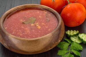 Gaspacho in the plate photo