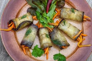 Eggplant rolls with carrot photo