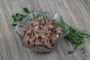 Canned tuna in the bowl photo