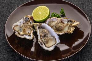 Oysters with lime and parsley photo