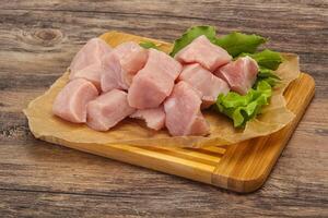 Raw fresh pork meat cube photo