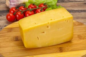 Hard yellow tasty cheese brick photo