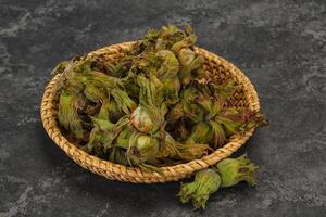 Hazel nuts in the basket photo