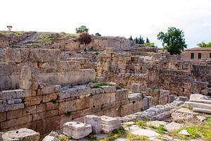arqueológico cavar sitio a Apolo templo, corinto, Grecia. foto
