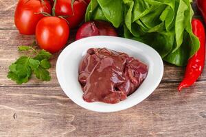 Raw chicken liver for cooking photo