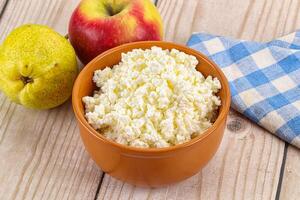 Organic cottage cheese in the bowl photo