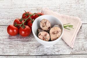 Pieces of canned tuna fish photo