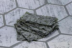 Korean nori seaweed chips heap photo