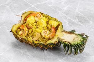 Thai cuisine - rice with prawn in pineapple photo