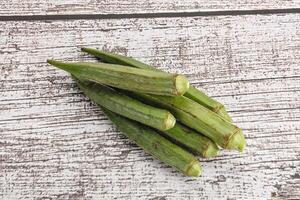 Natural organic raw green okra photo