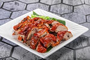 Asian cuisine - roasted duck with skin photo