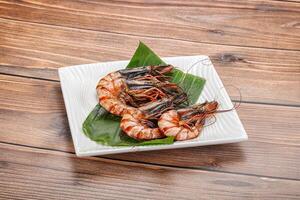 Cooked tiger prawn in the pate photo