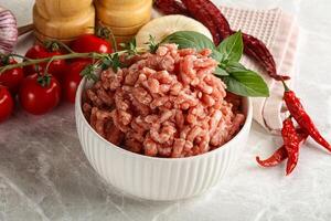 Raw minced pork uncooked meat photo