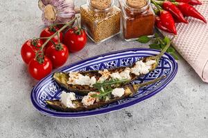 Grilled eggplant with feta cheese photo