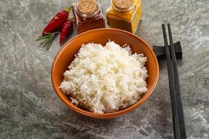Steamed Basmati rice in the bowl photo