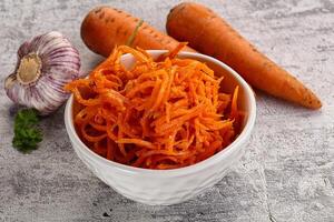 Korean carrot salad in the bowl photo