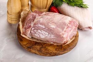 Raw uncooked pork meat loin photo