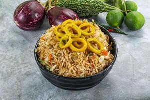 Fried rice with squid rings photo