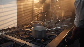 The magic of the morning lights in a restaurant kitchen video