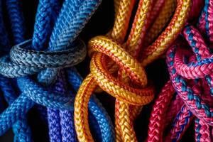 AI generated Several colored ropes tied together photo