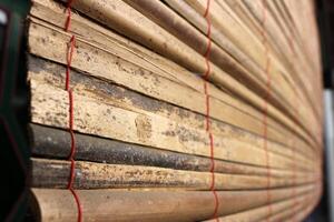 Traditional brown wooden blinds photo