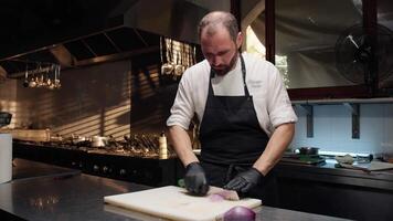 Chef preparing ingredients before starting work day video