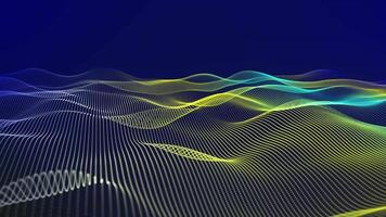 abstract futuristic wave background with particles, slow motion glowing particles on black background video