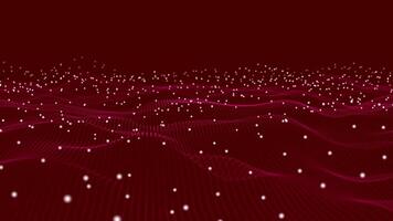 abstract futuristic wave background with particles, slow motion glowing particles on black background video