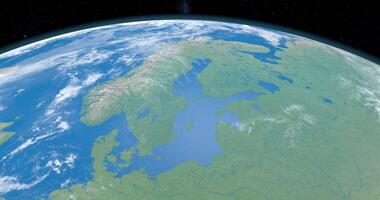 Baltic Sea in planet earth, aerial view from outer space video