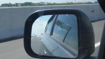 Rear view from a car, ride in high speed in highway video