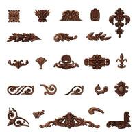 Set of blanks carved wooden patterns photo