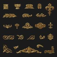 Set of blanks carved gold patterns photo