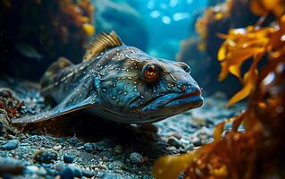 ai generado el mar fondo es un enorme Talla gracioso pescado ese sorpresas todos foto