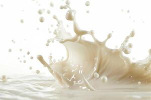 AI generated Milk splashes isolated on a white background photo