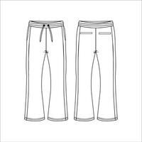 vector Flared pants technical fashion illustration design flat technical drawing