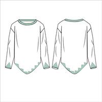 Flat technical drawing template corset blouse with balloon Long sleeves vector