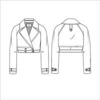 vector bomber jacket fashion flat technical drawing template button down jacket technical fashion