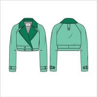 vector bomber jacket fashion flat technical drawing template button down jacket technical fashion