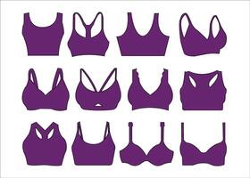 Set of lady bras mockup silhouette vector