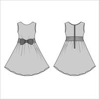 Baby Dress Bow tie waist vector pattern mockup flat sketch